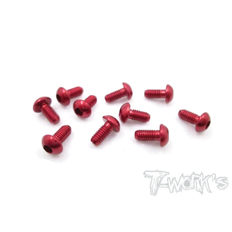 ASS-306BR 7075-T6 Hex. Socket Button Head Screw(Red)  3x6mm 10pcs.