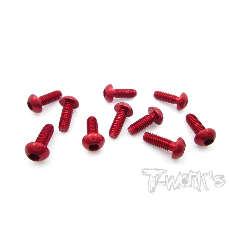 ASS-308BR 7075-T6 Hex. Socket Button Head Screw(Red)  3x8mm 10pcs.