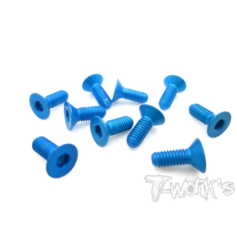 ASS-308CB 7075-T6 Hex. Countersink Screw (Blue) 3mm x 8mm 10pcs.