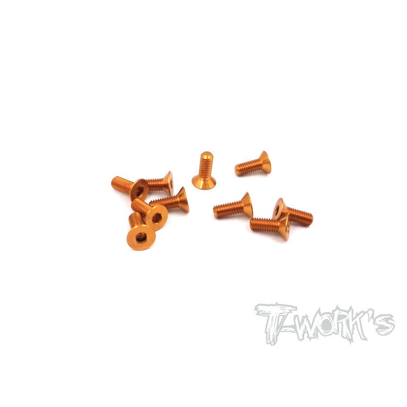 ASS-308CO 7075-T6 Hex. Countersink Screw (Orange) 3mm x 8mm 10pcs.