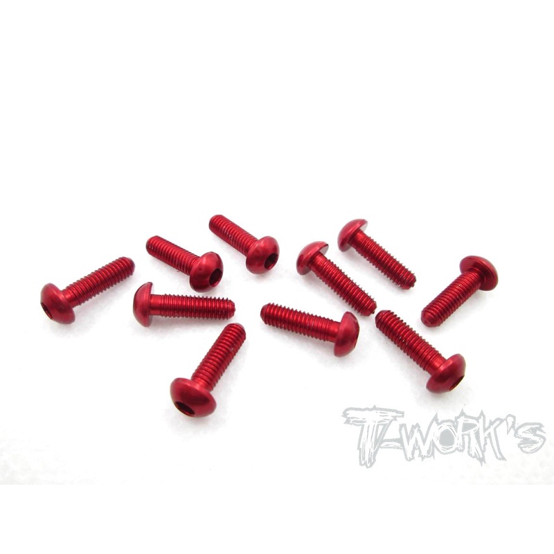 ASS-310BR 7075-T6 Hex. Socket Button Head Screw(Red)  3x10mm 10pcs.