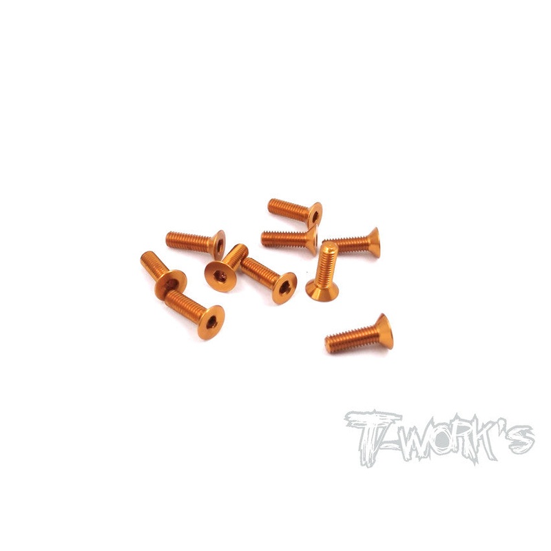 ASS-310CO 7075-T6 Hex. Countersink Screw (Orange) 3mm x 10mm 10pcs.
