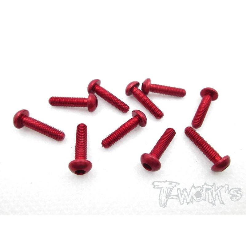 ASS-312BR 7075-T6 Hex. Socket Button Head Screw(Red)  3x12mm 10pcs.