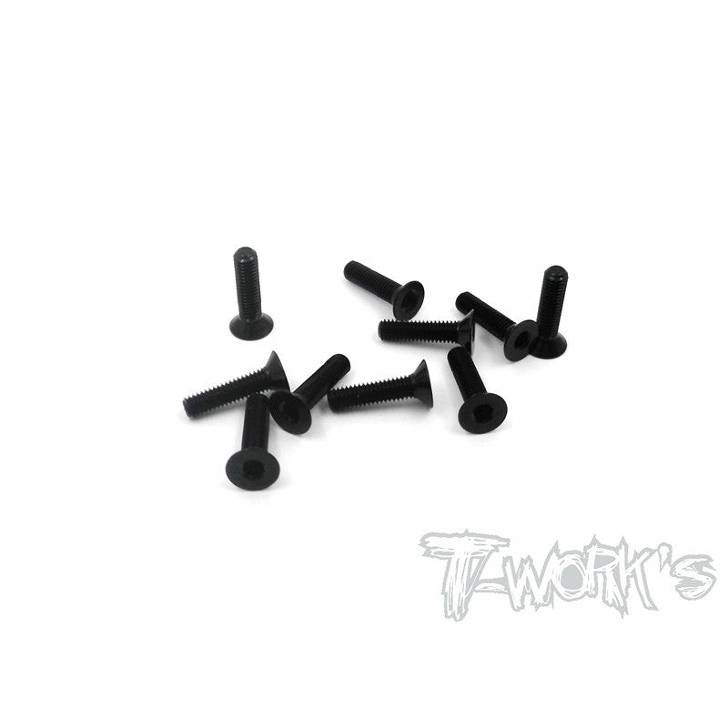 ASS-312CBK 7075-T6 Hex. Countersink Screw (Black) 3mm x 12mm 10pcs.