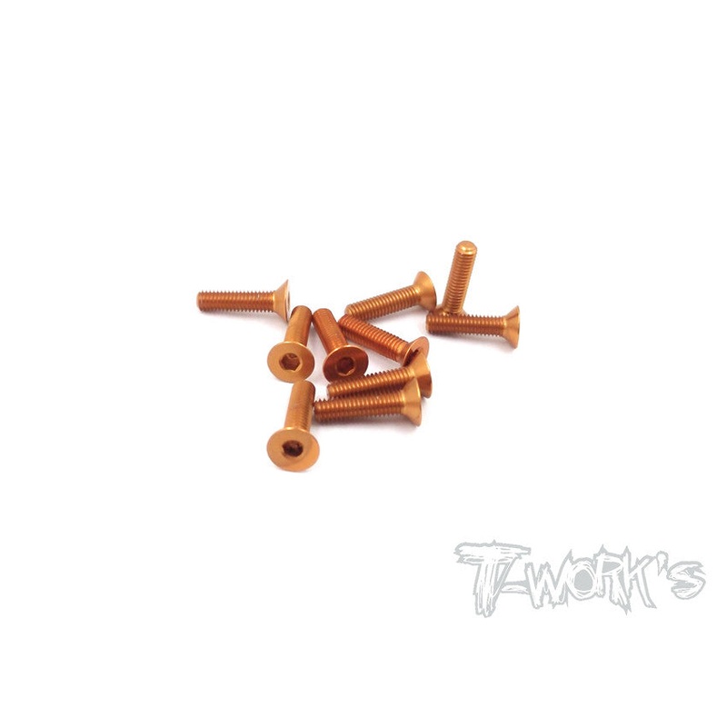 ASS-312CO 7075-T6 Hex. Countersink Screw (Orange) 3mm x 12mm 10pcs.
