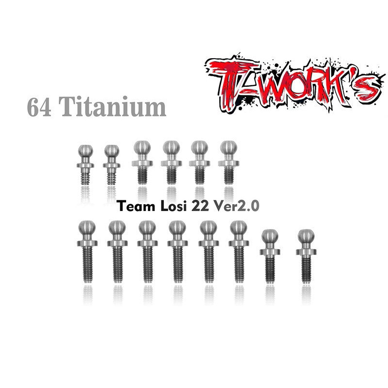 TP-020 64 Titanium Ball End  set 14pcs. ( For Team Losi 22 Ver2.0)