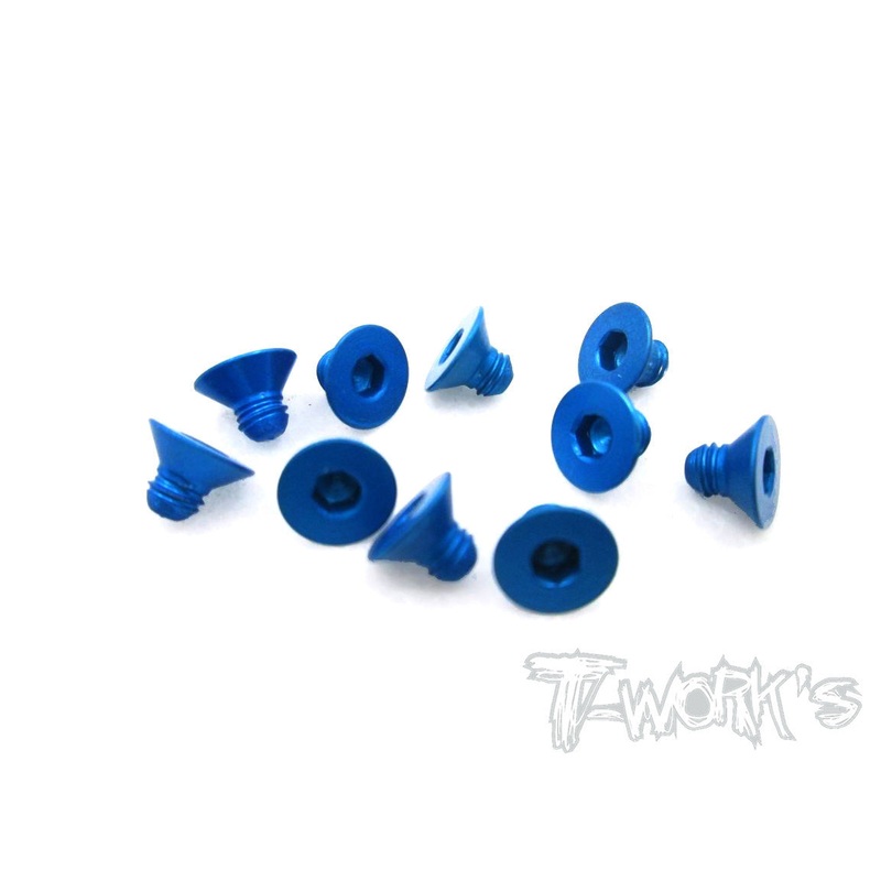 ASS-304CDB 7075-T6 Hex. Countersink Screw (Dark Blue) 3mm x 4mm 10pcs.