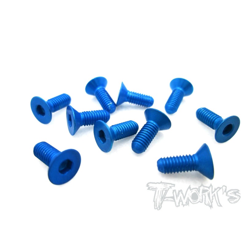 ASS-308CDB 7075-T6 Hex. Countersink Screw (Dark Blue) 3mm x 8mm 10pcs.