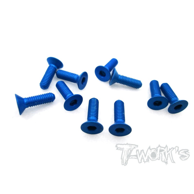 ASS-310CDB 7075-T6 Hex. Countersink Screw (Dark Blue) 3mm x 10mm 10pcs.