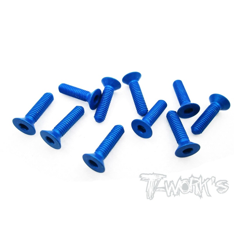 ASS-312CDB 7075-T6 Hex. Countersink Screw (Dark Blue) 3mm x 12mm 10pcs.