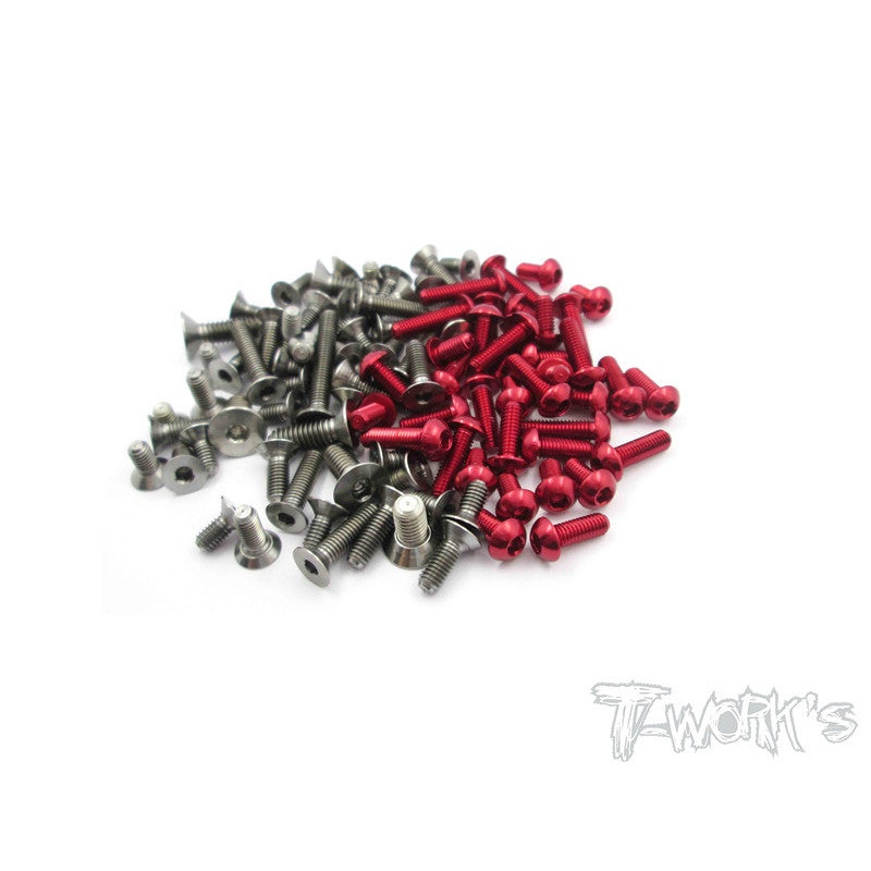 TASS-S4 64 Titanium & 7075-T6 Red Screw set 87pcs.( For Top Sabre S4 )