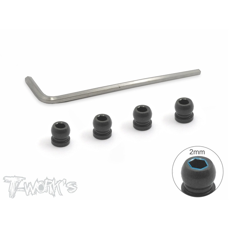 TE-156-4  7075-T6 Hard Coated Alum. 4.5mm Pivot Ball With 2mm Hex   ( For Serpent Project 4X ) 4pcs.