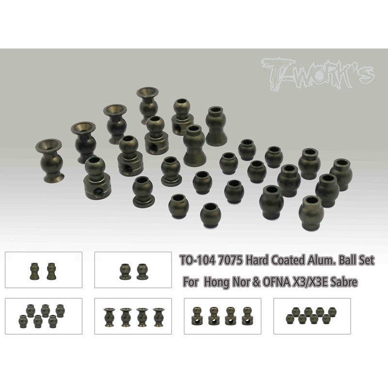 TO-104 7075 Hard Coated Alum. Ball Set ( For  Hong Nor & OFNA X3/X3E Sabre,IGT8)
