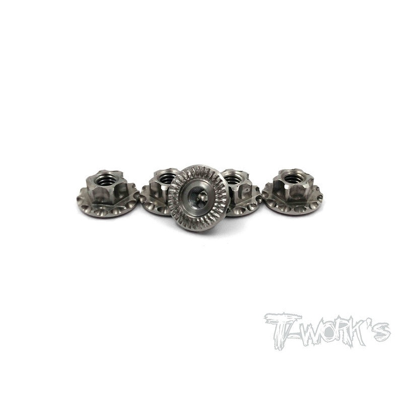 TP-034 64 Titanium Light Weight  large-contact Serrated M4 Wheel Nuts ( 4pcs. )