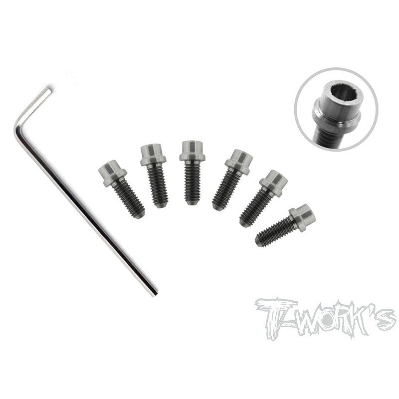 TP-039 64 Titanium Rear Wheel Hub Screws-M3  6pcs. ( For XrayX12&X12'16, Serpent S120/X12'18 EU/X12'18 US 2019 EU/US)