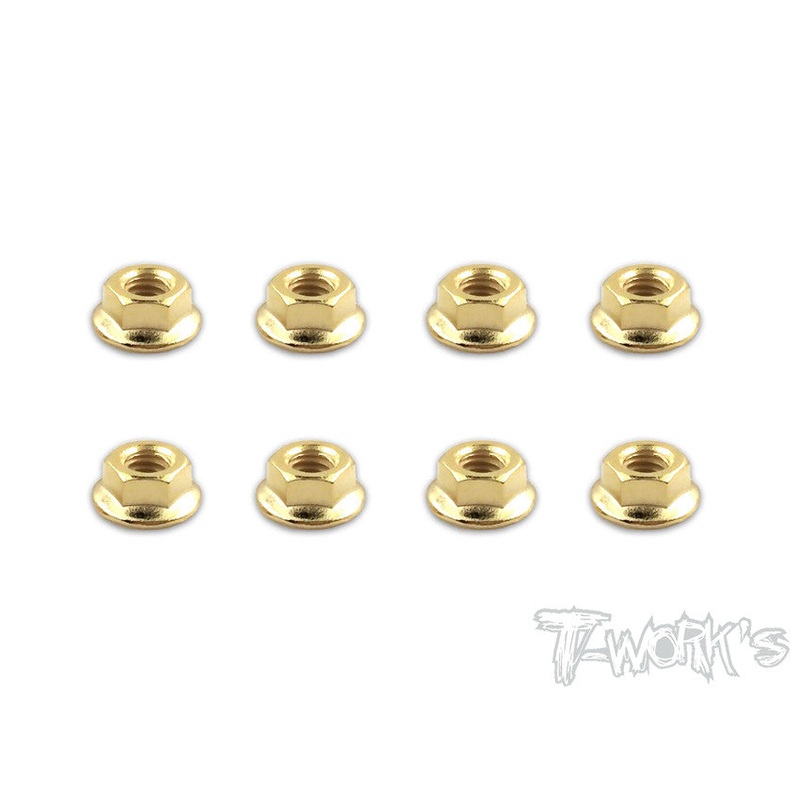 GSS-4SN Gold Plated Serrated M4 Wheel Steel Nuts ( 8 pcs.