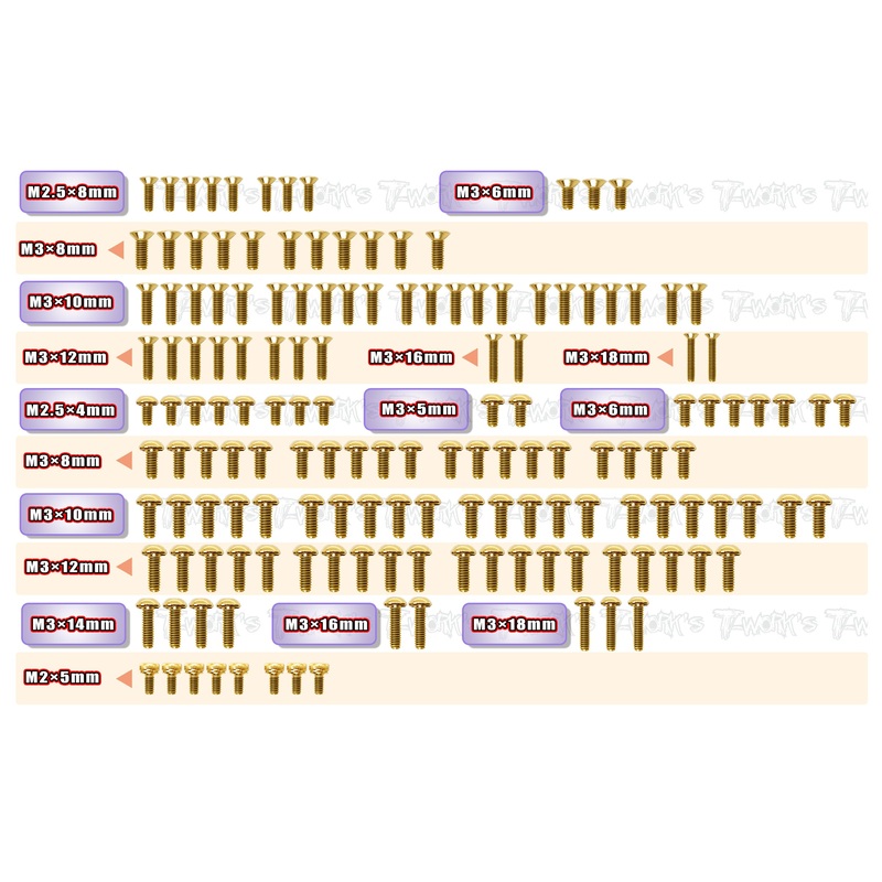 GSS-XT4'25    Gold Plated Steel Screw Set 151pcs.( For Xray XT4'25 )