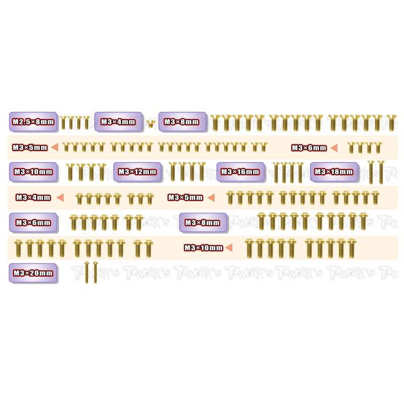 GSSU-X4'25    Gold Plated Steel UFO Screw Set 125pcs.( For Xray X4'25 )