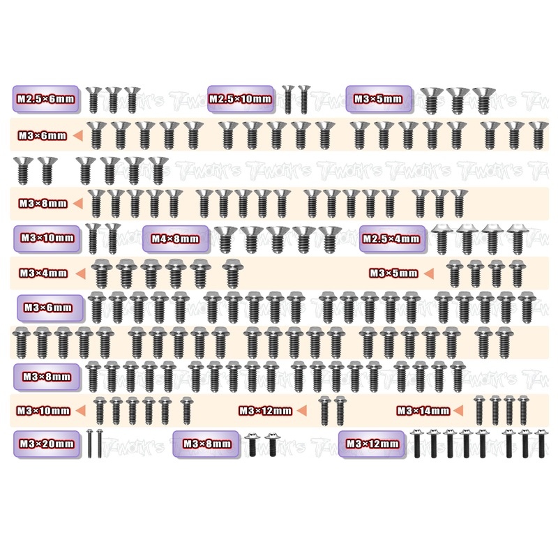 TSSU-C804    64 Titanium Screw set ( UFO Head ) 156pcs.( For Capricorn C804 )
