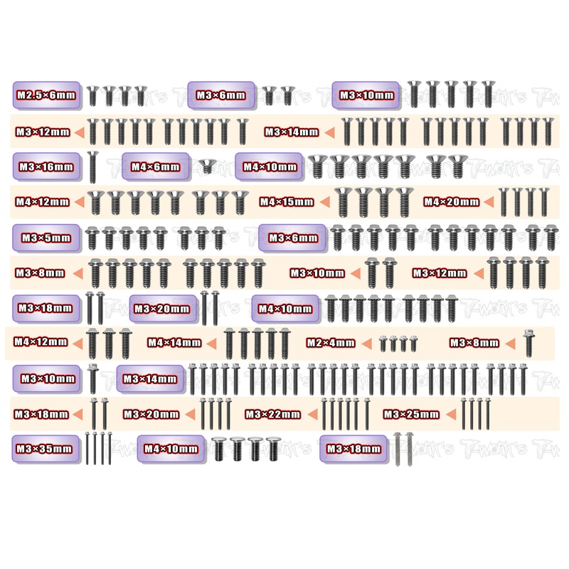 TSSU-NB482.2   64 Titanium Screw set ( UFO Head ) 179pcs.( For Tekno NB48 2.2 )
