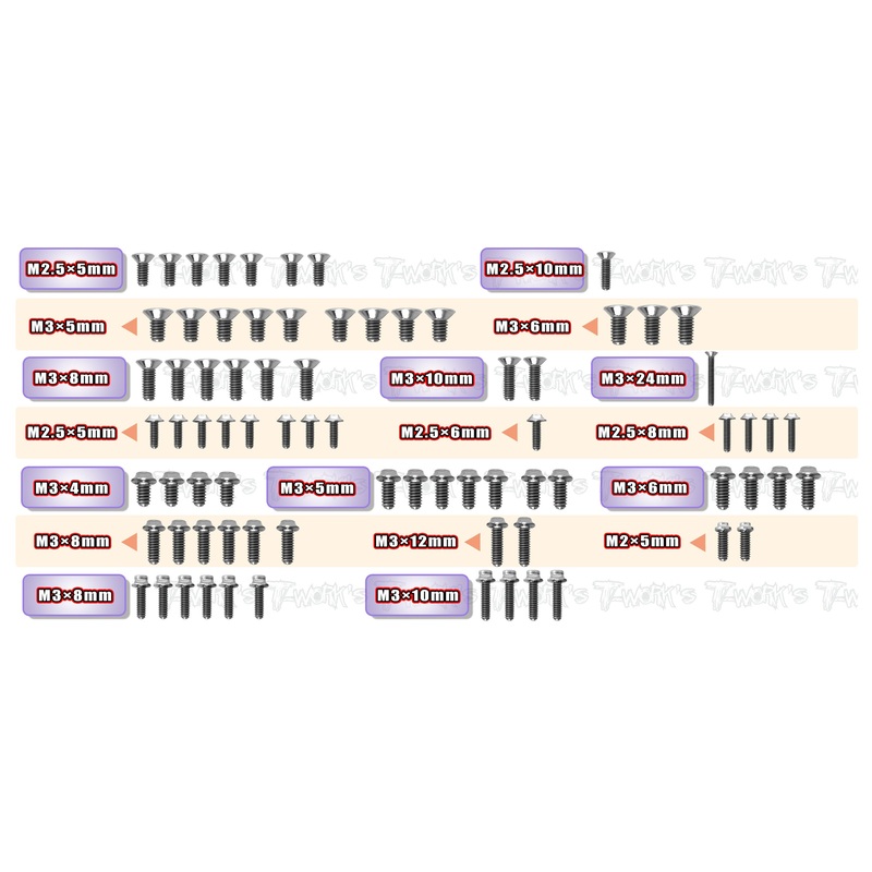 TSSU-X12'25  64 Titanium Screw set ( UFO Head ) 77pcs.( For Xray X12'25 )