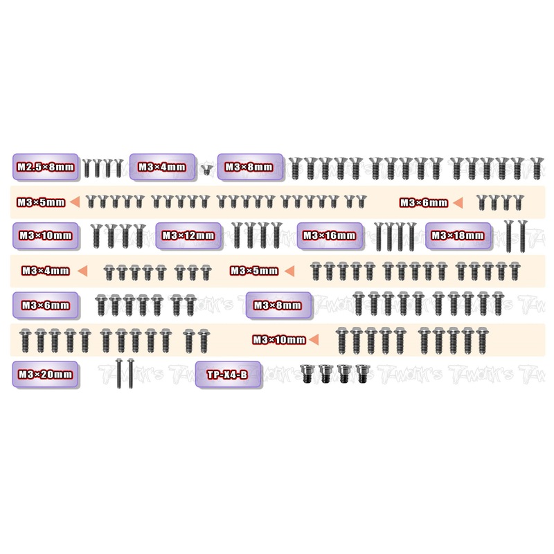 TSSU-X4'25   64 Titanium Screw set ( UFO Head ) 129pcs.( For Xray X4'25 )