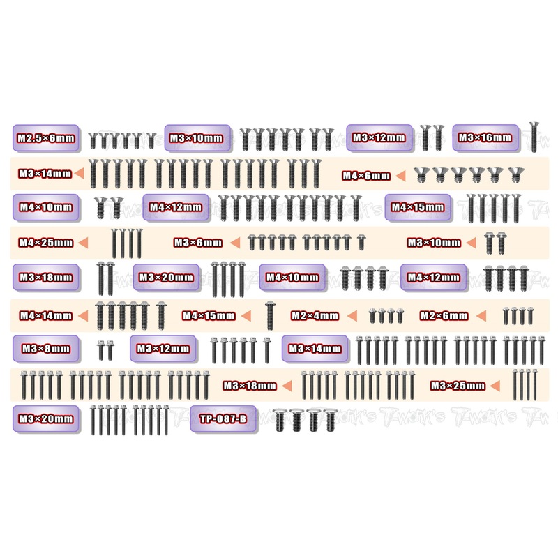TSSU-SCT4102.0   64 Titanium Screw set ( UFO Head ) 184pcs.( For Tekno SCT4102.0 )