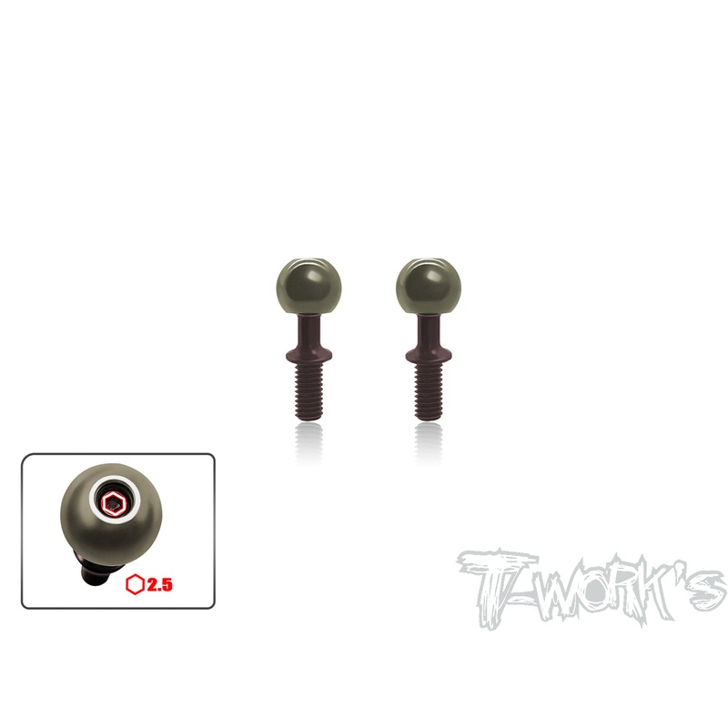 TO-192-MBX   Alum. Pillow Ball With Spring Steel Shaft ( For Mugen MBX-7/7R/7GT/MBX 8 /Mugen MBX8 ECO/Mugen MBX8R ) 2pcs.