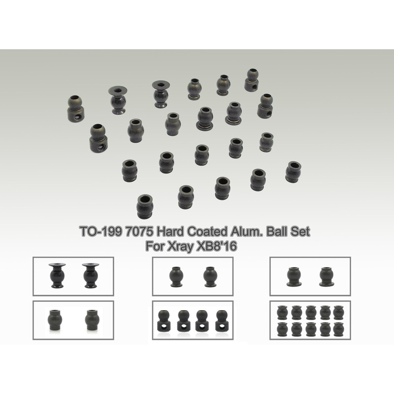 TO-199  7075 Hard Coated Alum. Ball Set ( For Xray XB8'16 / XB8E'16/ XB8'19 ) 22pcs.