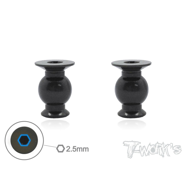 TO-199-F  7075 Hard Coated Alum.6.8mm Steering Pivot Ball With Backstop   ( For Xray XB8,XB8'16,XB8E'16,GTX'17,XB8E'17/ XB8'19/ XB8'20/XB8E'20) 2pcs.
