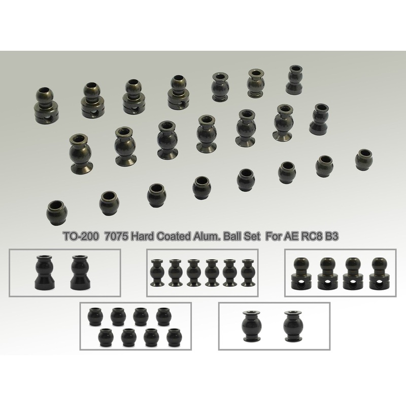 TO-200  7075-T6 Hard Coated Alum. Ball Set ( For Team Associated RC8 B3/T3.2/T3.2E ) 22pcs.
