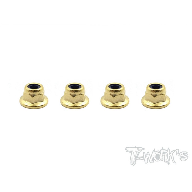 GSS-3FLN  Golden Plated Flat M3 Lock Nuts ( 4pcs. )