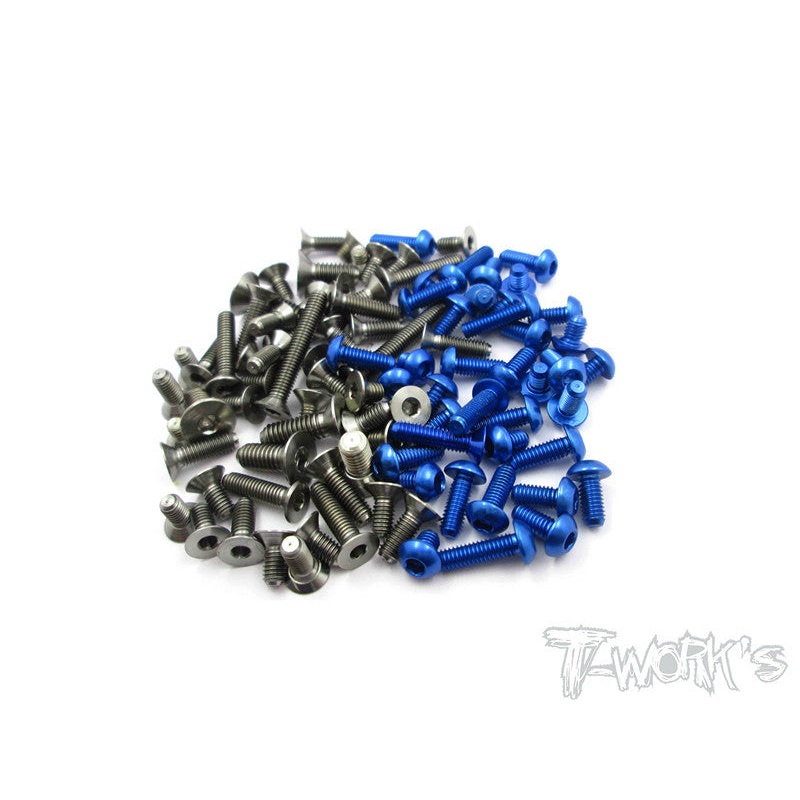 TASS-TC7 64 Titanium &7075-T6 Dark Blue Screw set 92pcs.(For Team Associated TC7)
