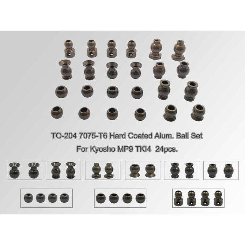 TO-204 7075-T6 Hard Coated Alum. Ball Set ( For Kyosho MP9 TKI4,GT3,MP9e EVO ) 24pcs.