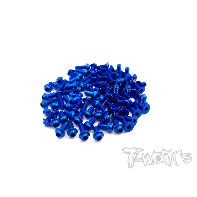 ASSU-R12-DB 7075-T6  Dark Blue  Screw set(UFO Head) 44pcs. (Yokomo R12)