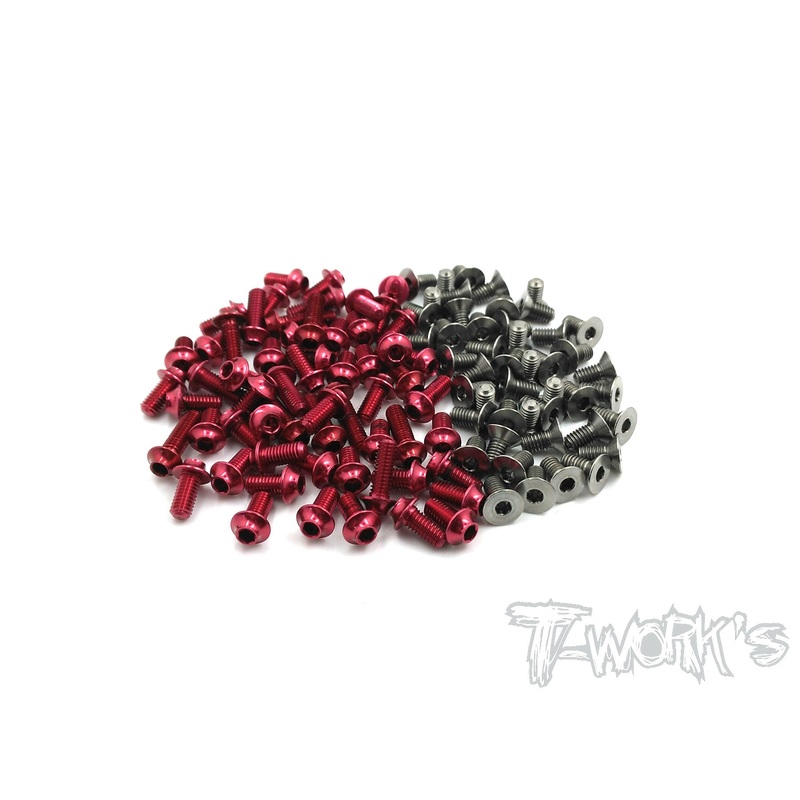 TASSU-P1217-R 64 Titanium &7075-T6(UFO Head) Red Screw set 61pcs.(For Rapide P12 WC 2017)