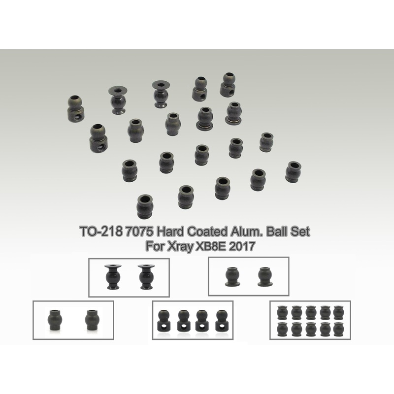TO-218  7075-T6 Hard Coated Alum. Ball Set ( For Xray XB8E 2017 )20pcs.