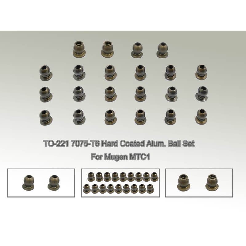 TO-221 7075-T6 Hard Coated Alum. Ball Set ( For Mugen MTC1 ) 22pcs.