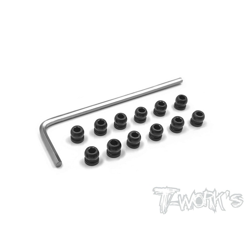 TE-156-12 7075-T6 Hard Coated Alum. 4.5mm Pivot Ball With 2mm Hex   ( For Serpent Project 4X EVO ) 12pcs.