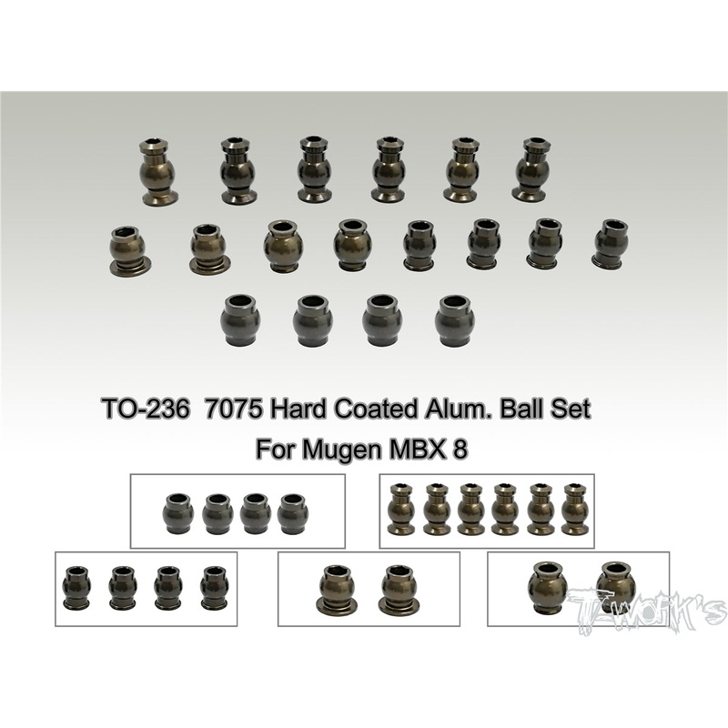 TO-236    7075 Hard Coated Alum. Ball Set ( For Mugen MBX 8 /Mugen MBX8 ECO/Mugen MBX8R) 18pcs