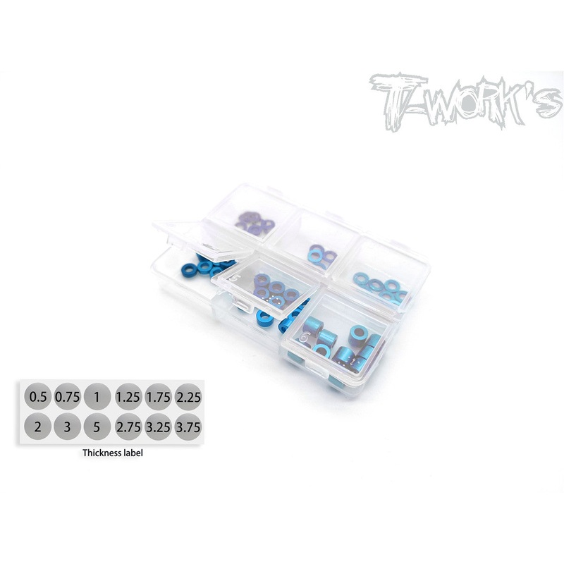 TA-140 Aluminum 3mm Bore Washer Set 0.5,0.75,1,2,3,5mm Each 10pcs.