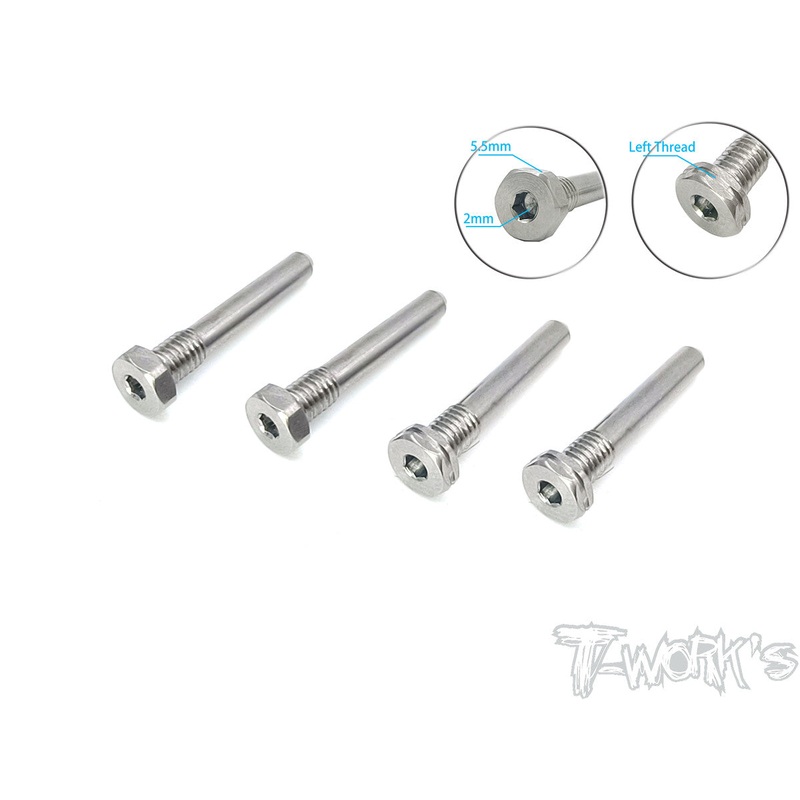 TP-119-A64 Titanium  Screw Type Shock Pin Set ( For Team Associated RC8 B3.1/B3.2  ) LT 2pcs. RT 2pcs.