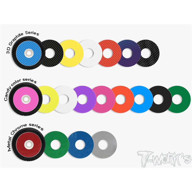 TS-056 3D Graphite 1/8 Buggy Rims Sticker 8pcs.  (6colors)