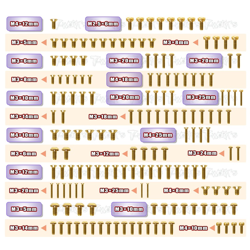 GSS-A319E Gold Plated Steel Screw Set 154pcs. ( For Agama A319E )