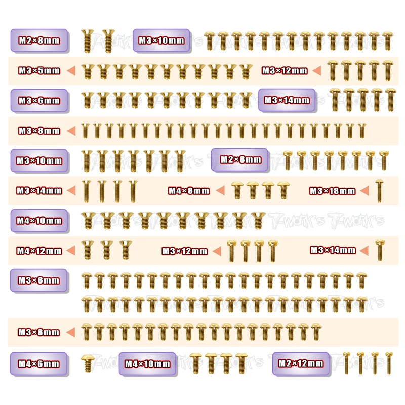 GSS-IF18-2 Gold Plated Steel Screw Set 186pcs. ( For Infinity IF18-2 )