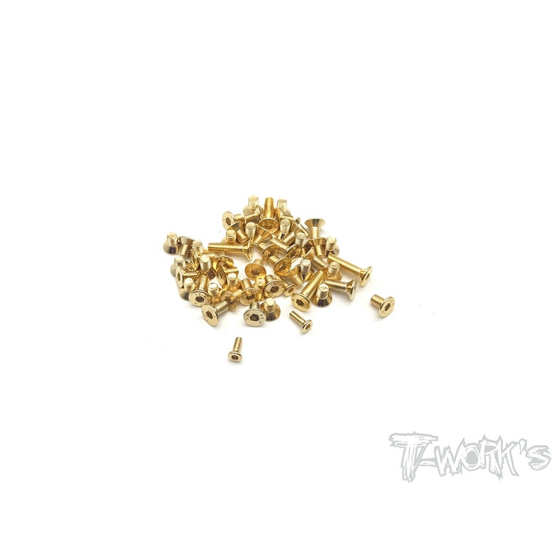 GSS-MTC2-B Gold Plated Steel Screw Set( Bottom ) 51pcs. ( For Mugen MTC2 )