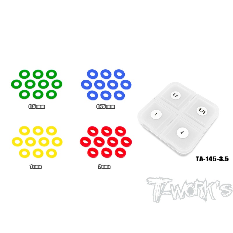 TA-145-3.5    POM 3.5mm Bore Washer Set 0.5,0.75, 1, 2mm Each 10pcs.