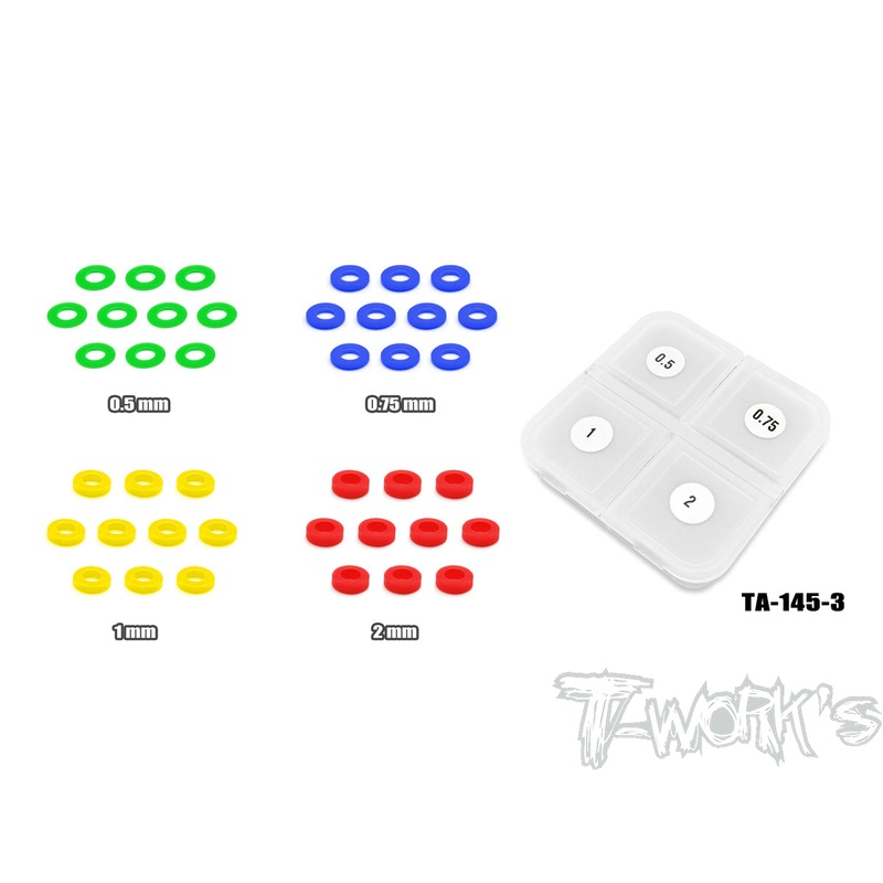 TA-145-3  POM 3mm Bore Washer Set 0.5,1,1.52mm Each 10pcs.