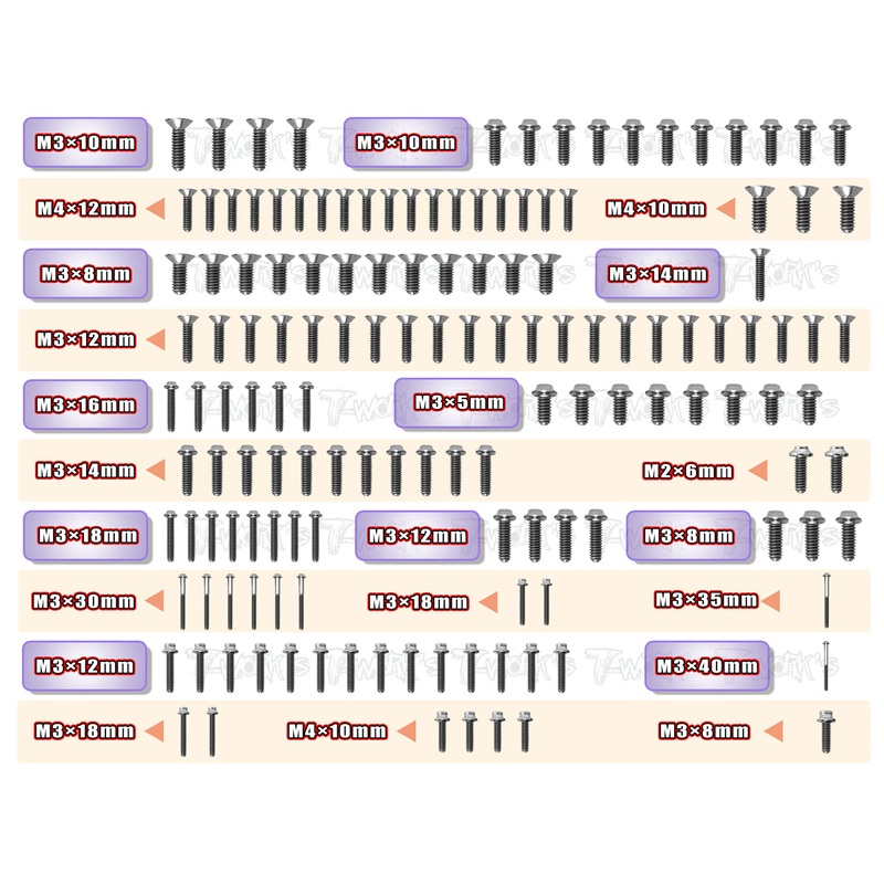TSSU-XB8'21 64 Titanium Screw set ( UFO Head ) 144pcs.( For Xray XB8 2021 )