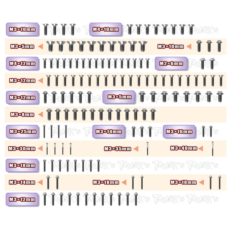 TSSU-XB8E'2164 Titanium Screw set ( UFO Head ) 134pcs.( For Xray XB8E 2021 )